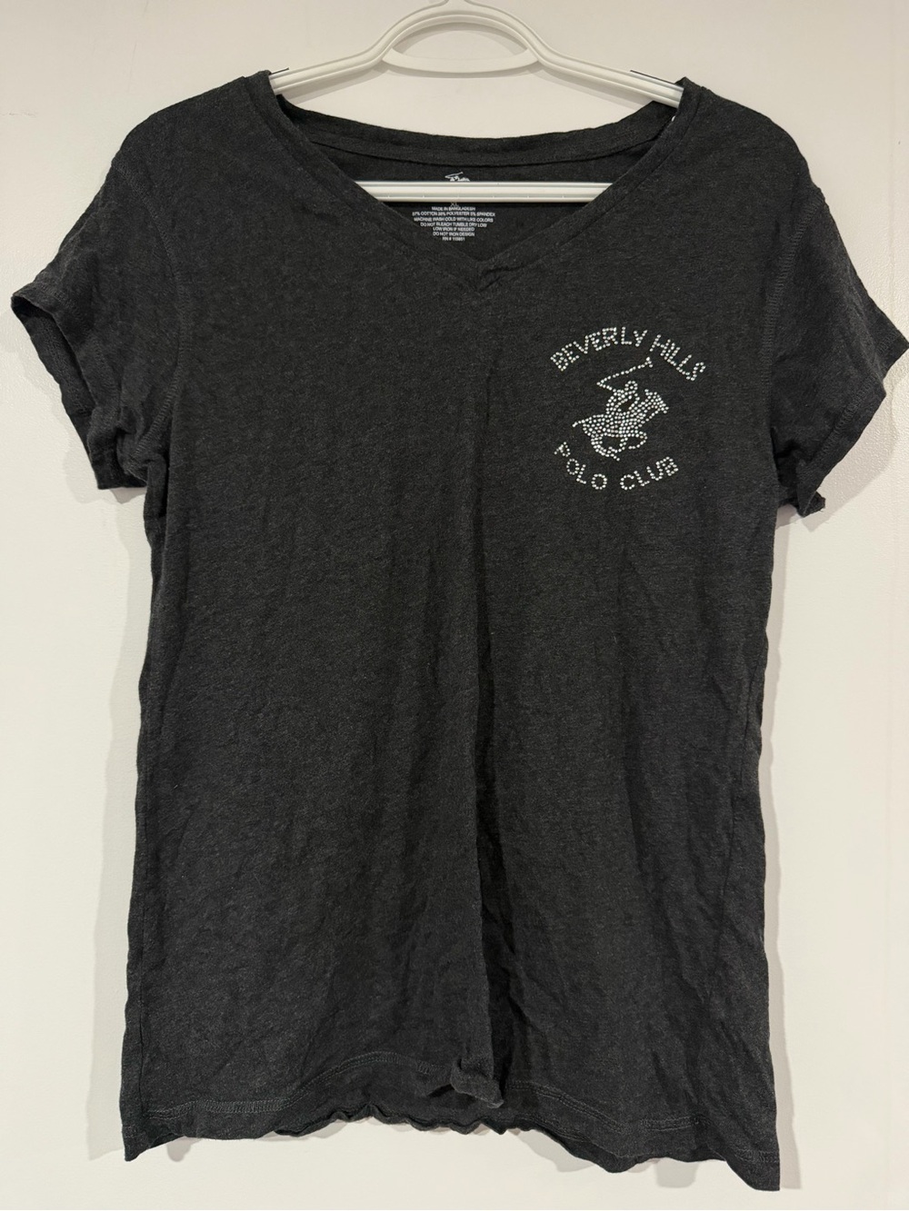 Beverly Hills Polo Club Women's Black V-Neck Logo Tee
